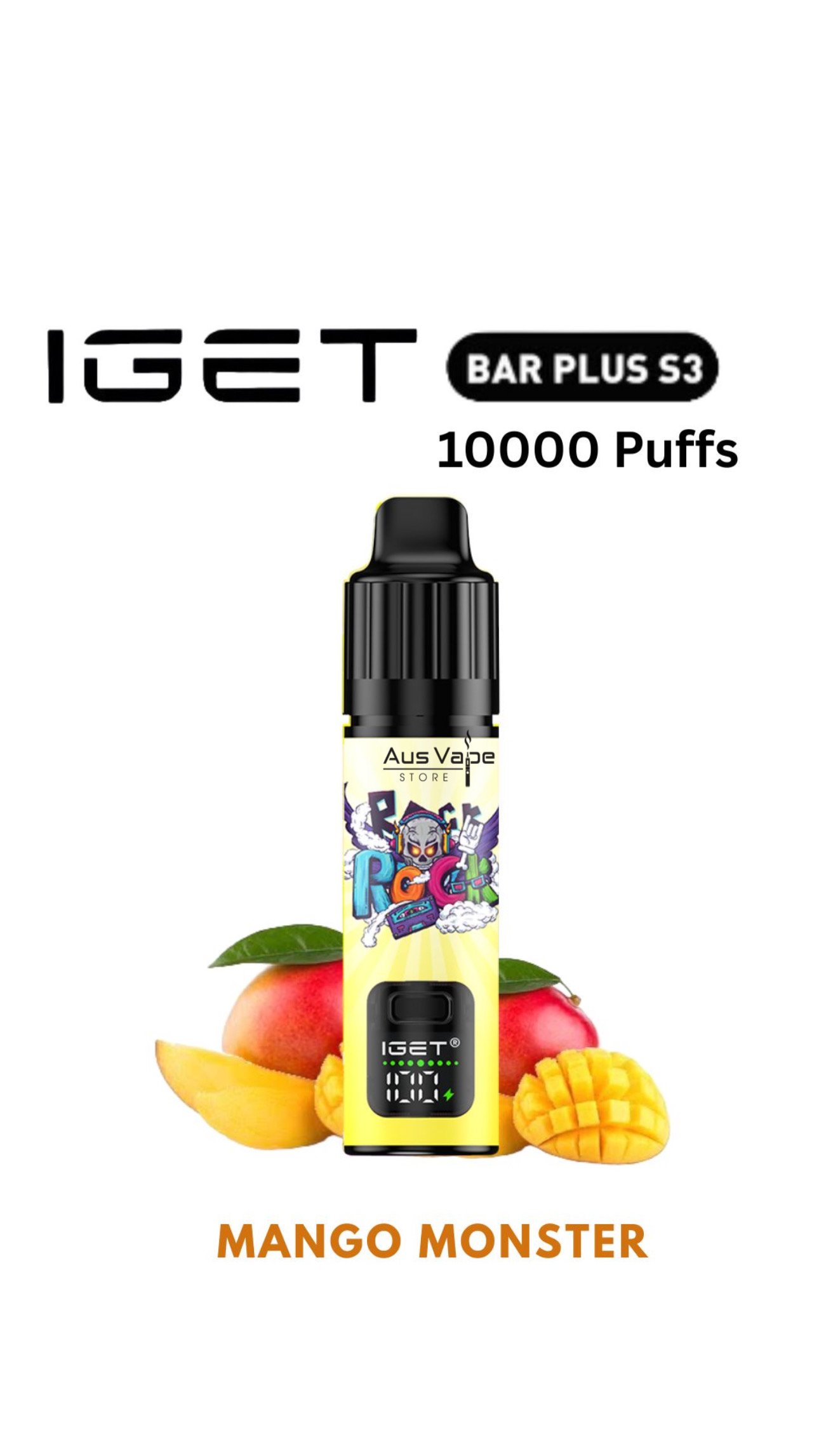 IGET BAR PLUS KIT S3 – MANGO MONSTER – 10 000 PUFFS