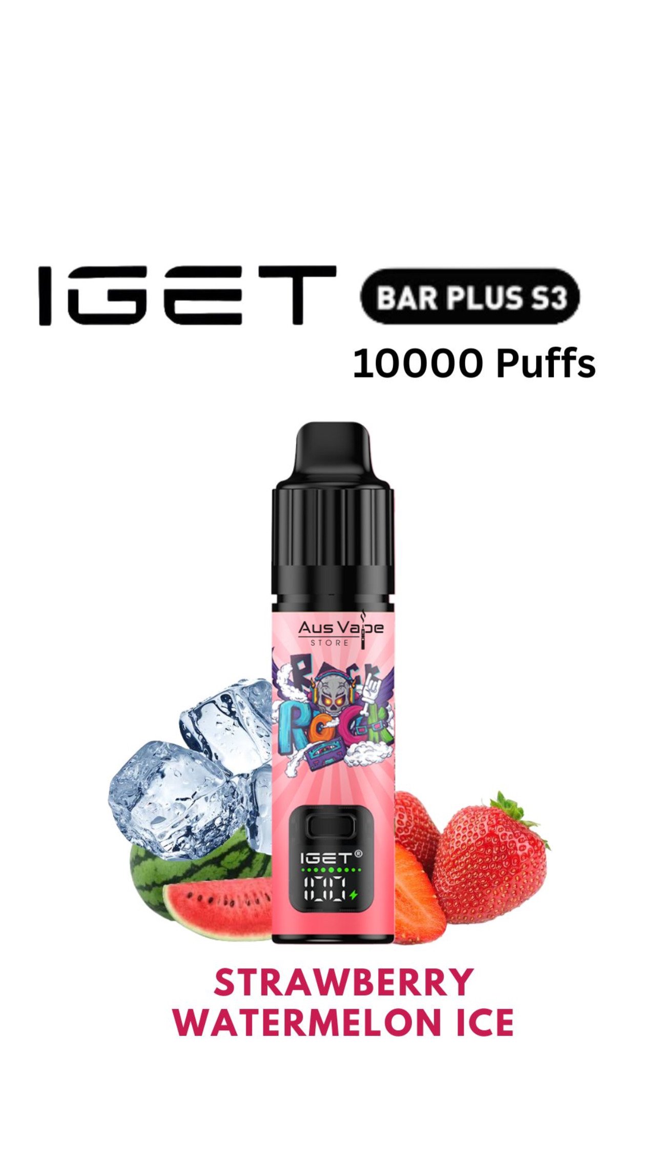 IGET BAR PLUS KIT S3 – STRAWBERRY WATERMELON ICE – 10 000 PUFFS