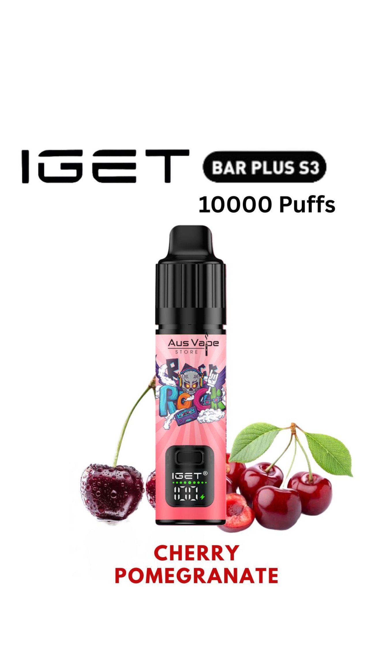 IGET BAR PLUS KIT S3 – CHERRY POMEGRANATE – 10 000 PUFFS