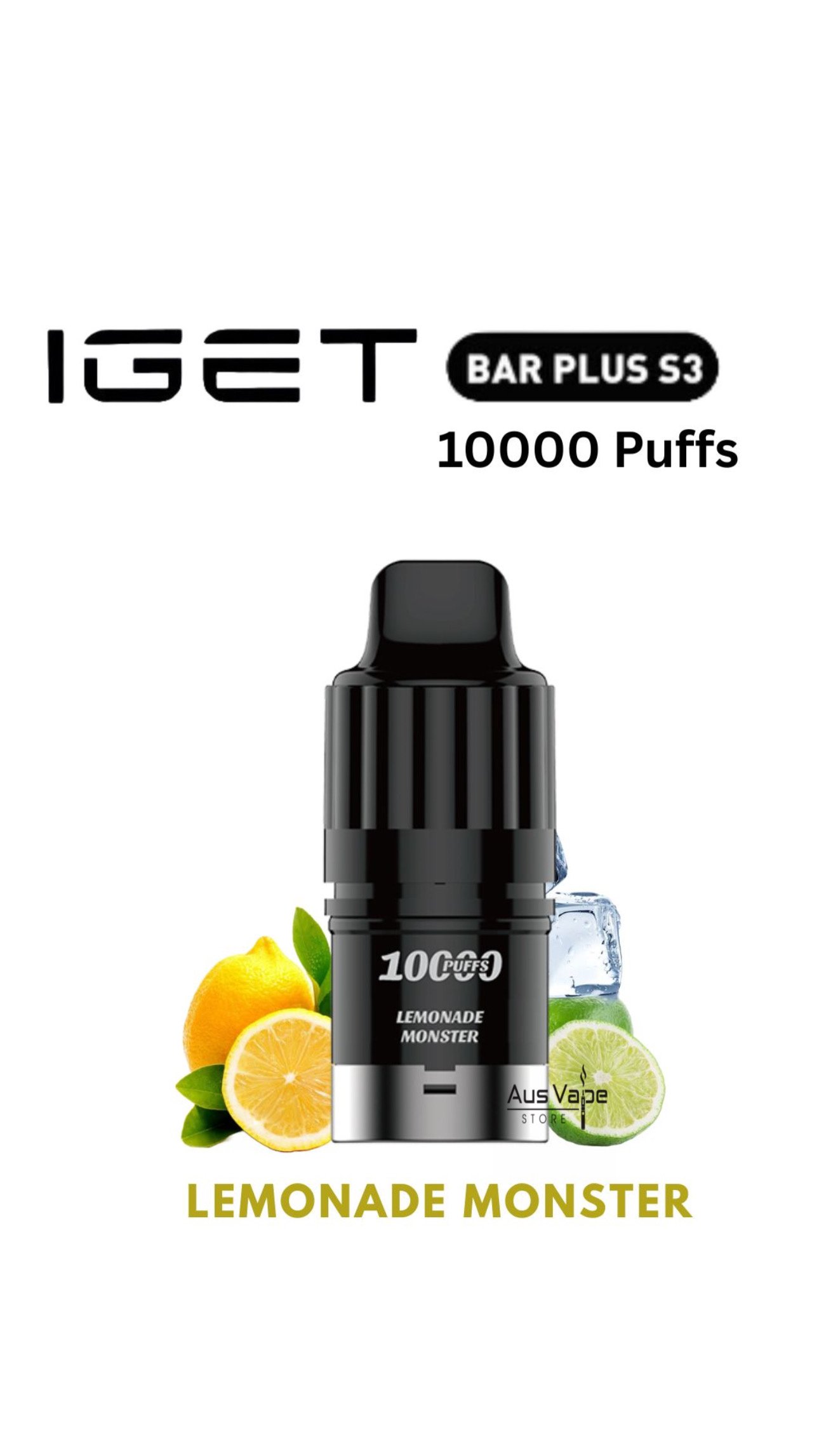 IGET BAR PLUS S3 POD ONLY – LEMONADE MONSTER – 10.000 PUFFS