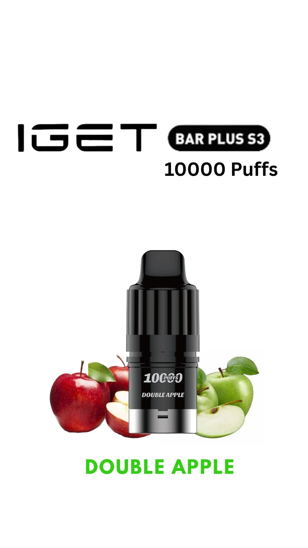 IGET BAR PLUS S3 POD ONLY – DOUBLE APPLE – 10.000 PUFFS