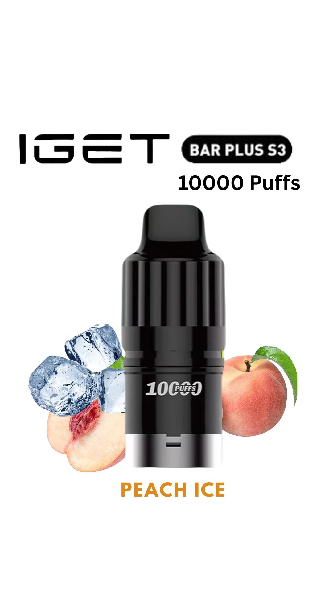 IGET BAR PLUS S3 POD ONLY – PEACH ICE – 10.000 PUFFS