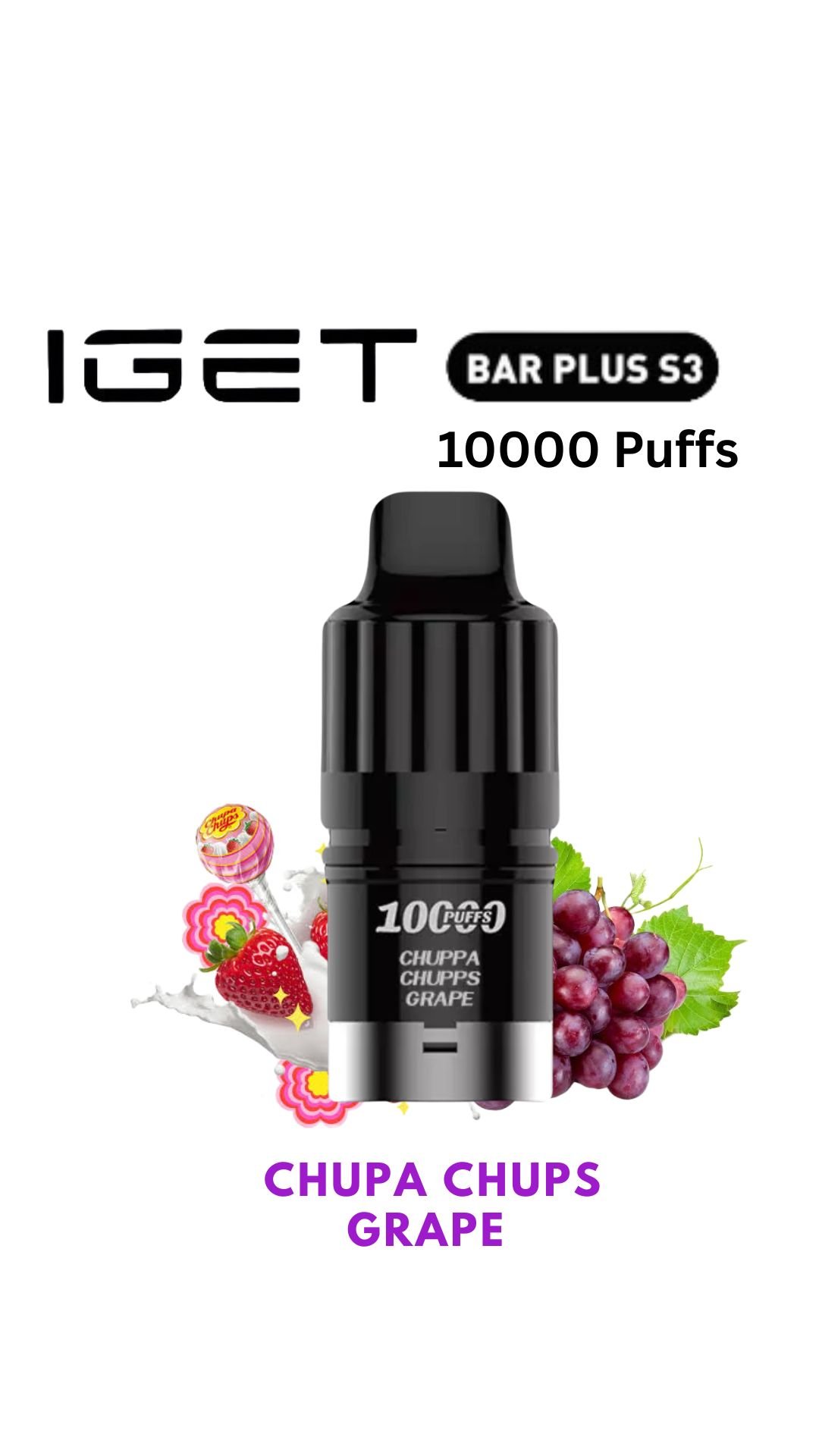 IGET BAR PLUS S3 POD ONLY – CHUPA CHUPS GRAPE – 10.000 PUFFS
