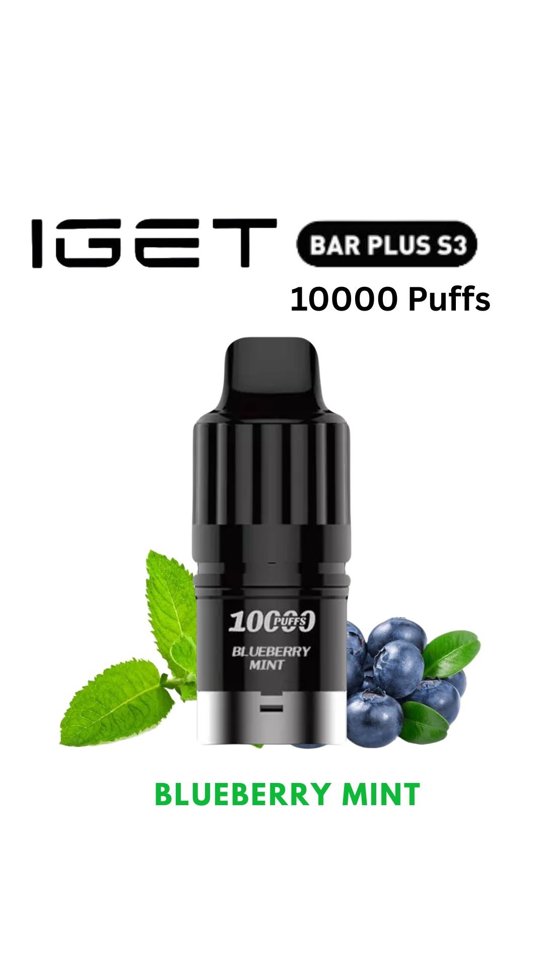 IGET BAR PLUS S3 POD ONLY – BLUEBERRY MINT – 10.000 PUFFS