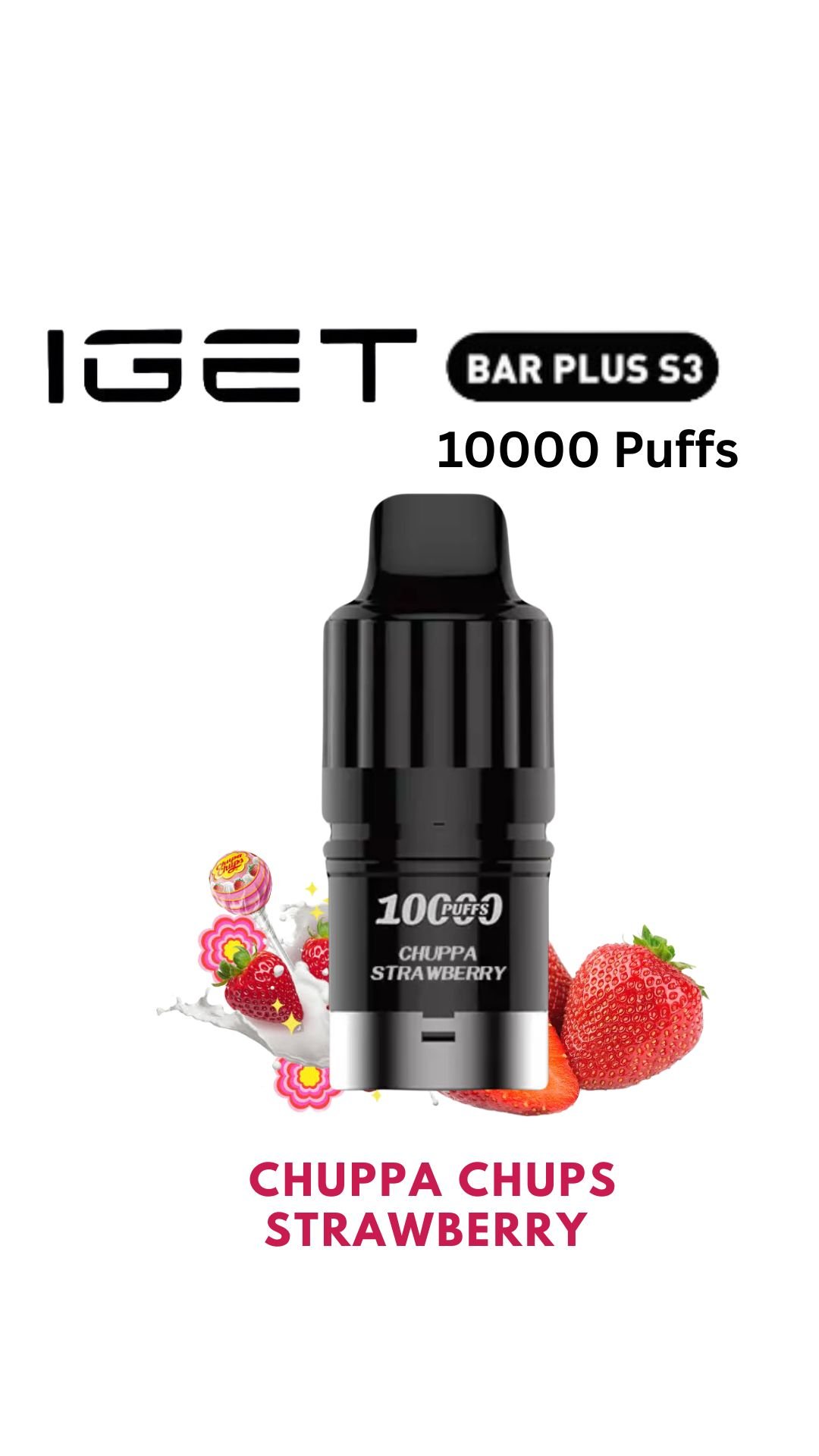 IGET BAR PLUS S3 POD ONLY – CHUPPA CHUPS STRAWBERRY – 10.000 PUFFS