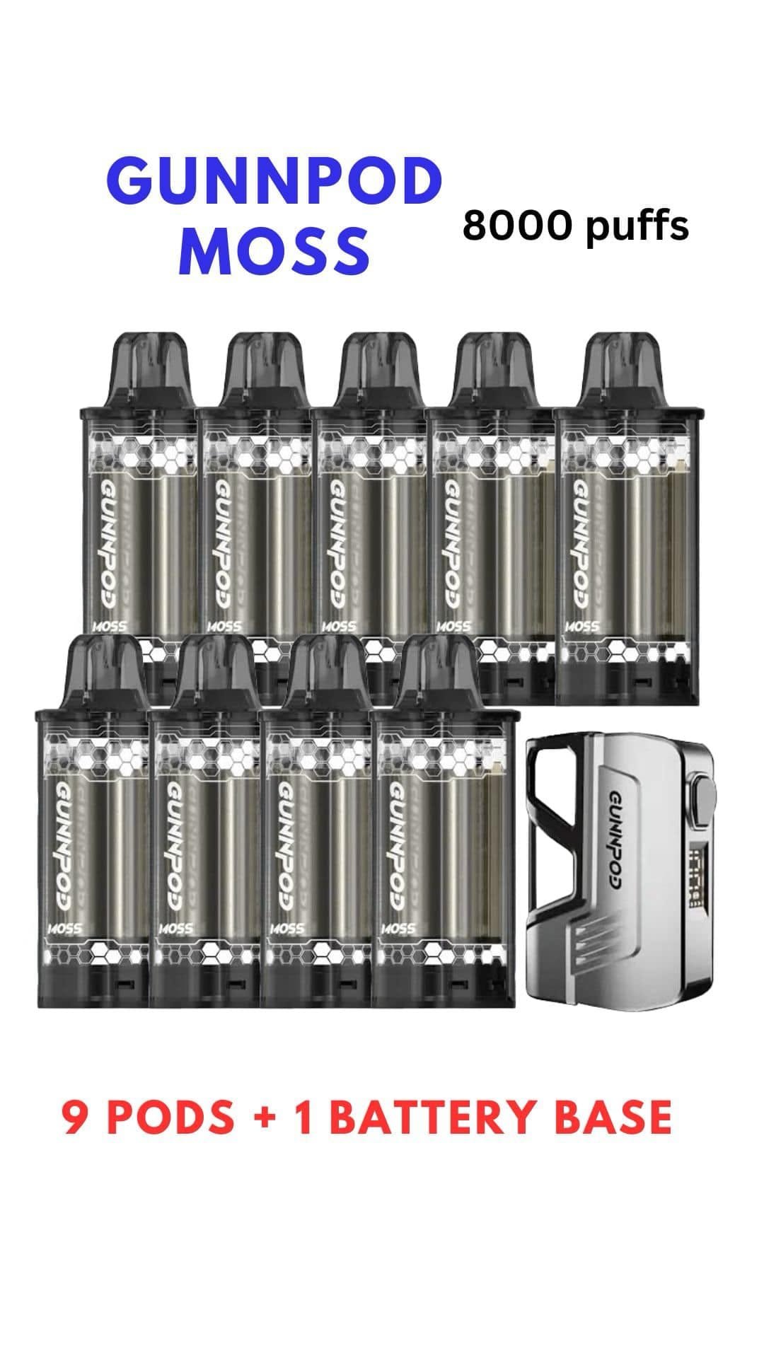 BULK SALE – GUNNPOD MOSS 8000 PUFFS – CAN MIX FLAVOURS