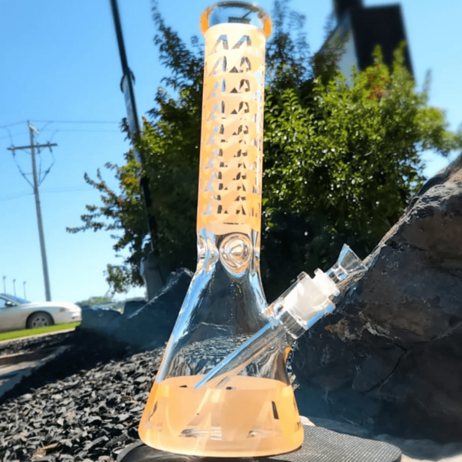 Arsenal 7mm Tangerine Spike Beaker Bong-14″