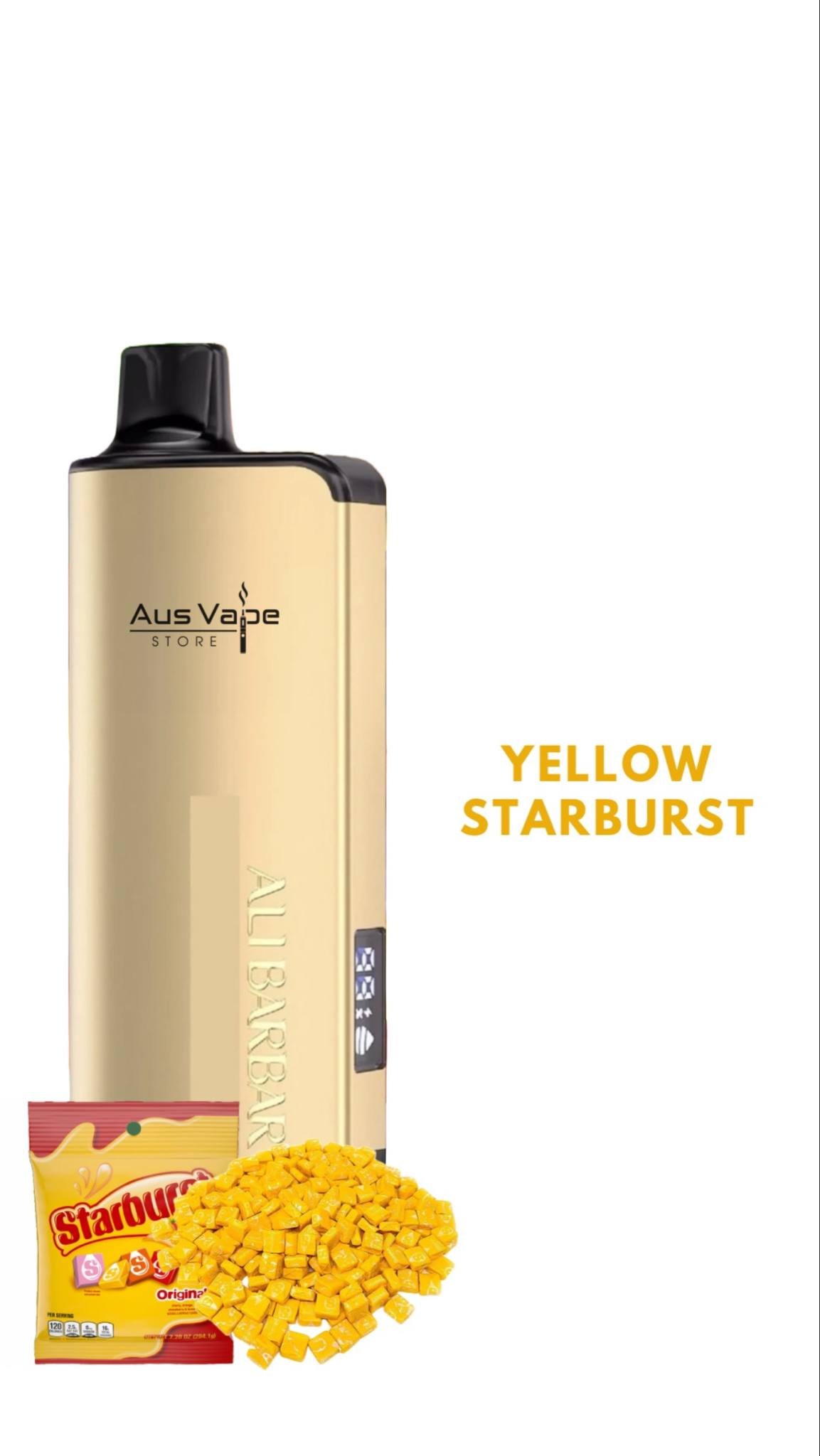 ALIBARBAR INGOT – YELLOW STARBURST – 9000 PUFFS