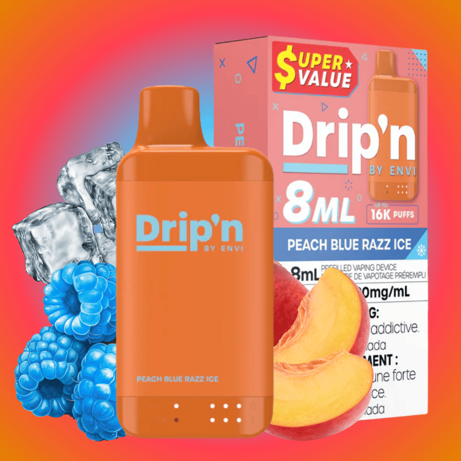 Drip’n by Envi 16K Disposable Vape – Peach Blue Razz Ice