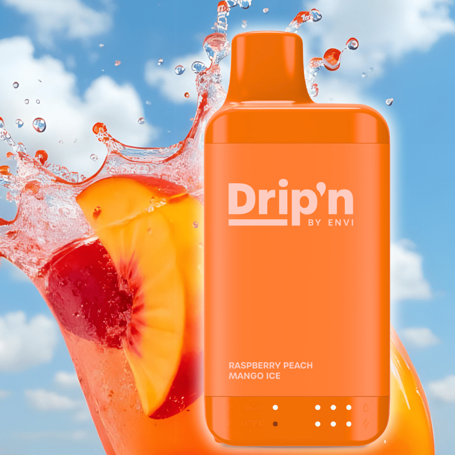Drip’n by Envi 16K Disposable Vape – Raspberry Peach Mango Ice - Image 2