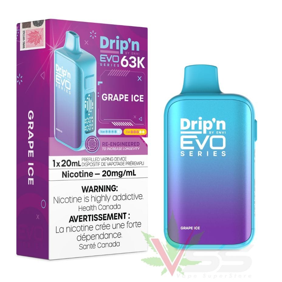 Drip’n by Envi Evo 63K Disposable Vape – Grape Ice - Image 2