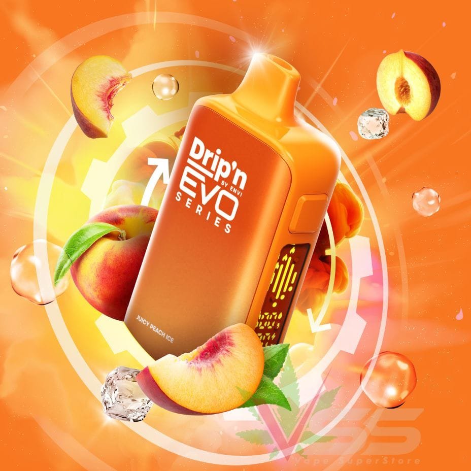 Drip’n by Envi Evo 63K Disposable Vape – Juicy Peach Ice