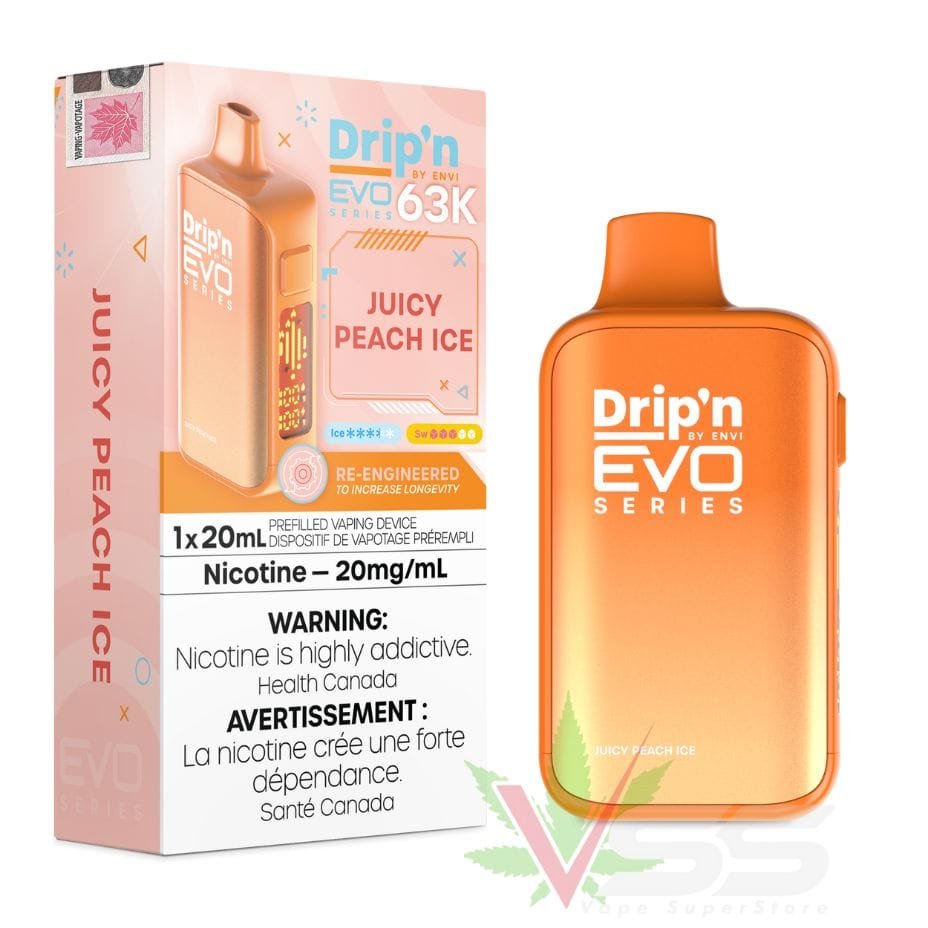 Drip’n by Envi Evo 63K Disposable Vape – Juicy Peach Ice - Image 2