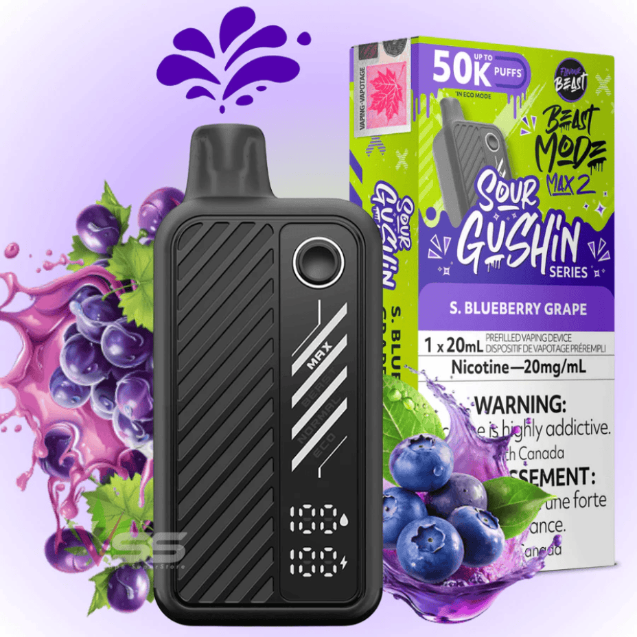 Flavour Beast Mode Max 2 50k Disposable Vape Gushin S. Blueberry Grape