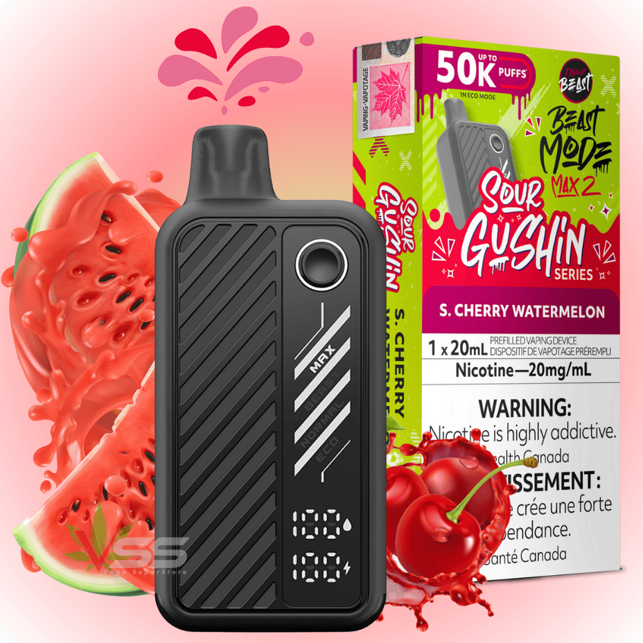 Flavour Beast Mode Max 2 50k Disposable Vape Gushin S. Cherry Watermelon