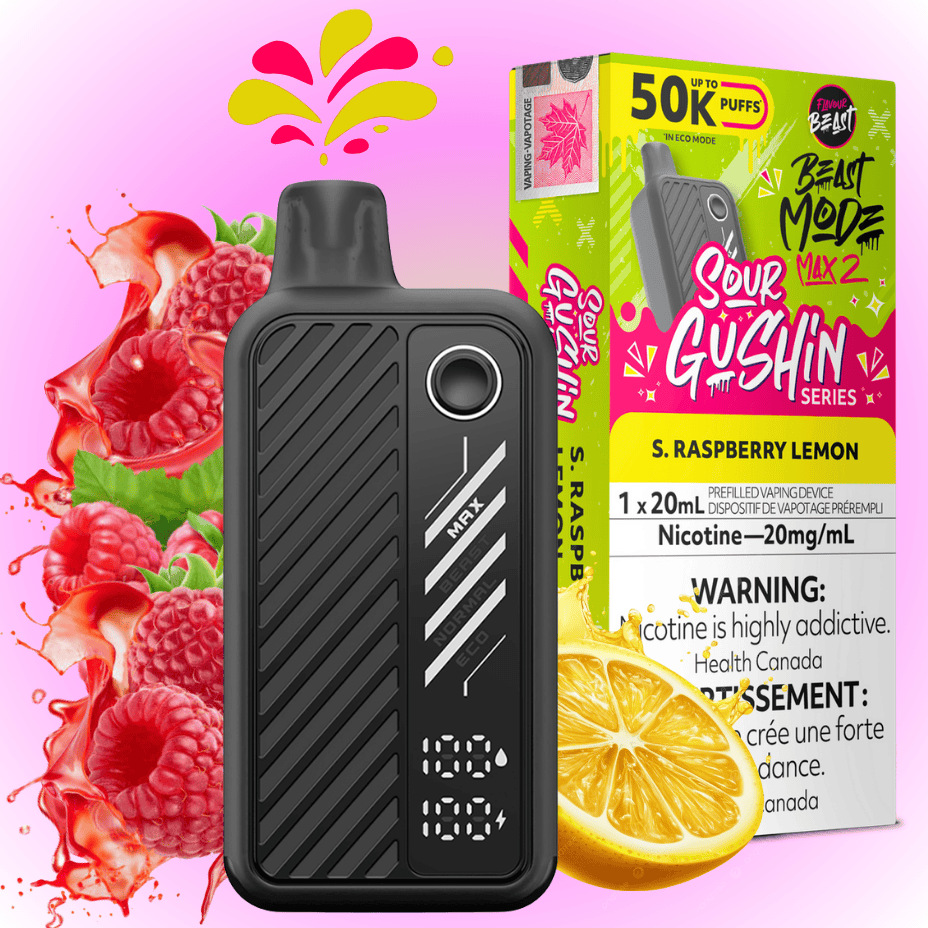 Flavour Beast Mode Max 2 50k Disposable Vape Gushin S. Raspberry Lemon