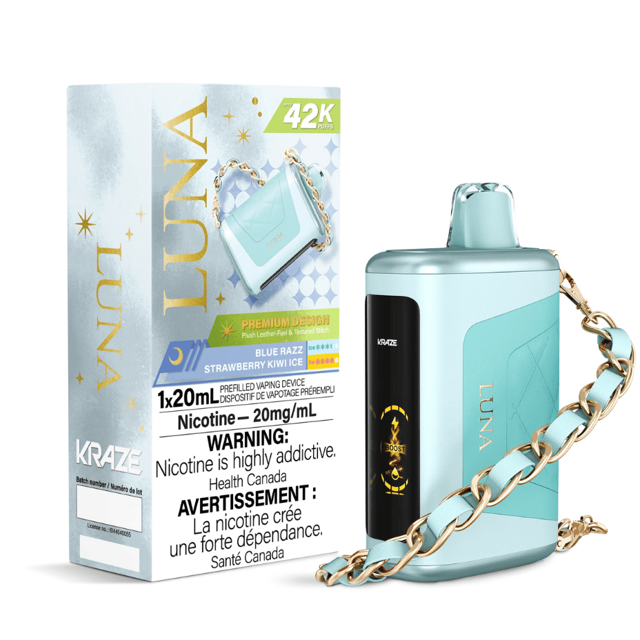 Kraze Luna 42K Disposable Vape – Blue Razz Strawberry Kiwi Ice