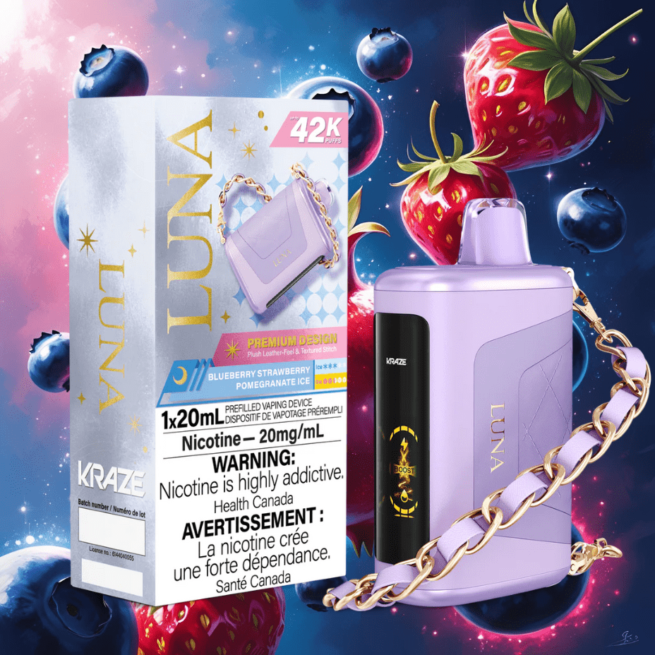 Kraze Luna 42K Disposable Vape – Blueberry Strawberry Pomegranate Ice - Image 2
