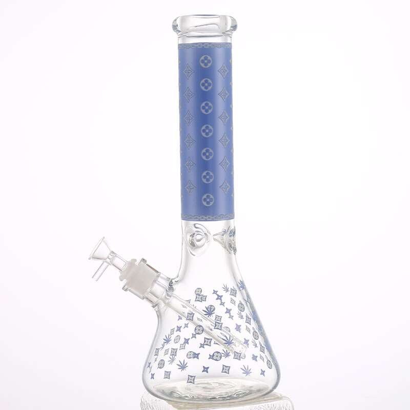LV Pattern 7mm Beaker Bong-Glow In The Dark-14.5″ - Image 9