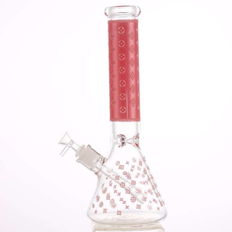 LV Pattern 7mm Beaker Bong-Glow In The Dark-14.5″ - Image 7