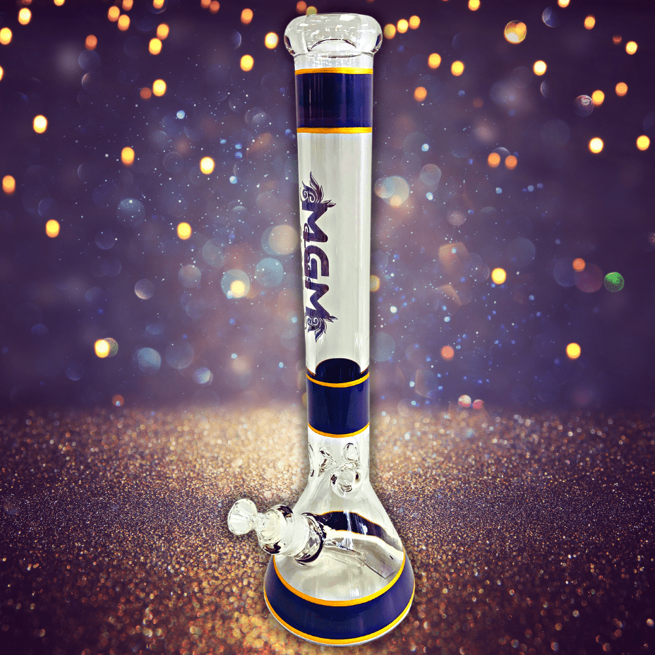 MGM Glass 7mm Banded Logo Beaker Bong-18″