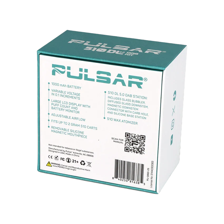 Pulsar – 510 DL 5.0 Bubbler Dab Kit w/ Wax Atomizer – Black - Image 8