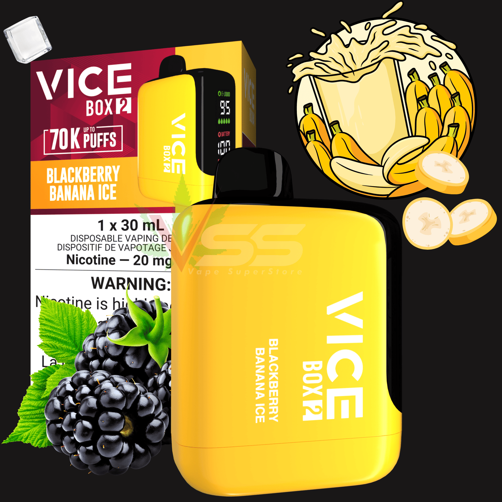 Vice Box 2 70k Disposable Vape – Blackberry Banana Ice