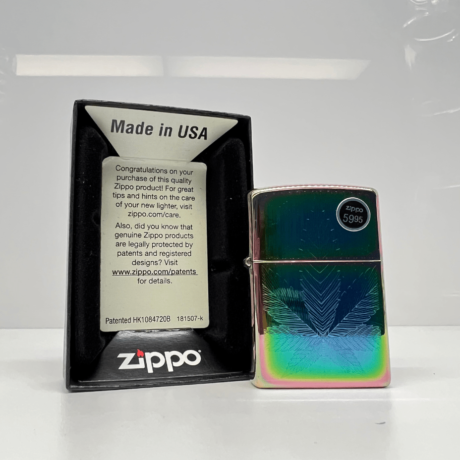 Zippo Lighter-Anodized Cannabis Design Case