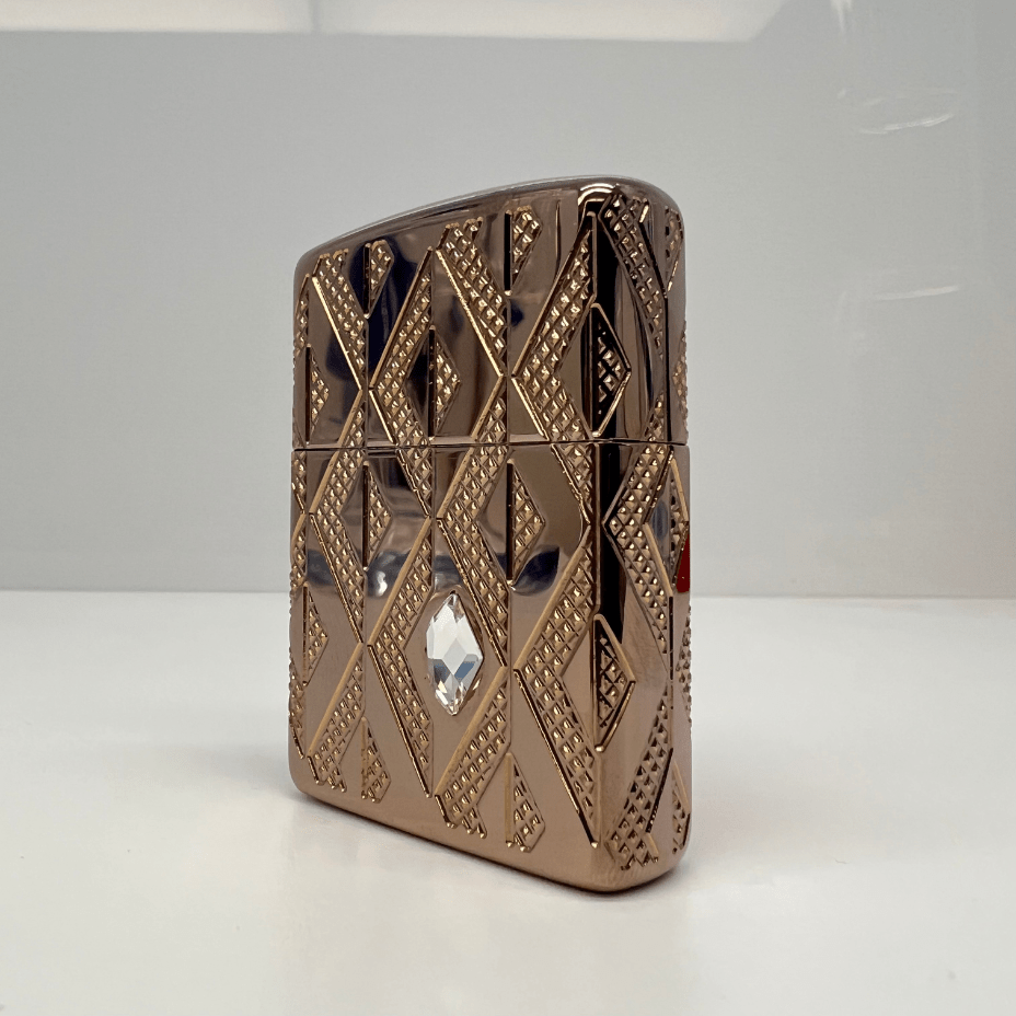 Zippo Luxury Lighter-Rose Gold Diamond Pattern Case